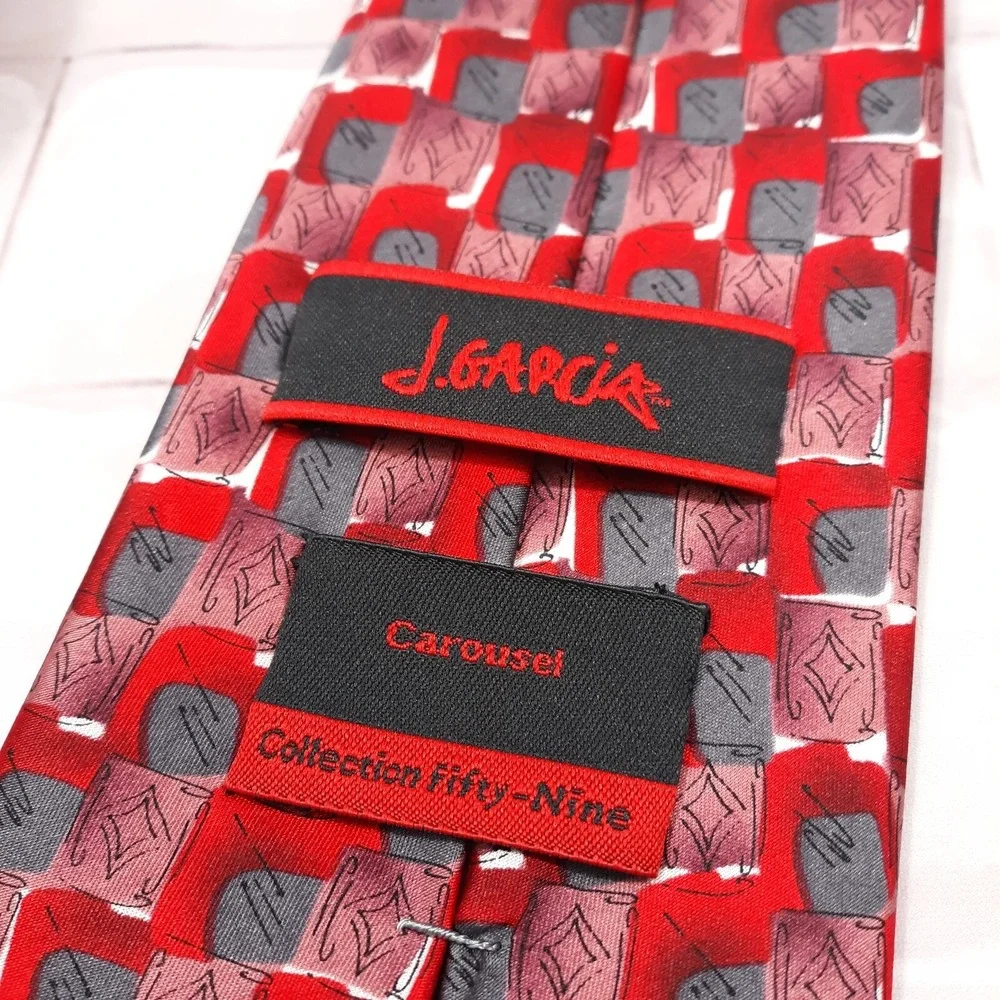 J.Garcia Carousel Necktie Mens Silk Abstract Collection 59 3-1/2 Wide